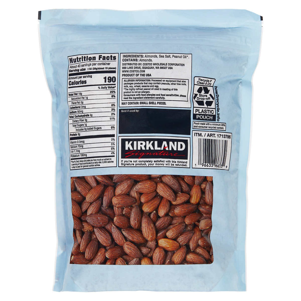 Almendras Tostadas Kirkland 1.13 kg