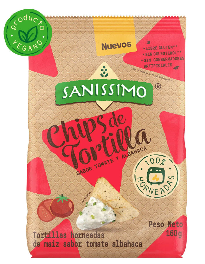 Chips de Tortilla Tomate Albahaca Sanissimo 160 g