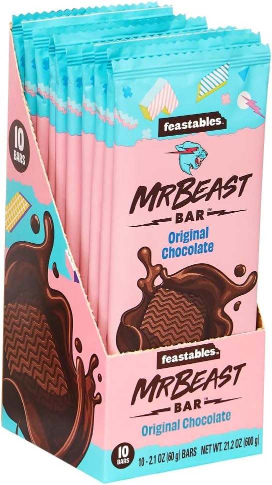 Barritas Mr. Beast Original Chocolate Feastables 10 un x 60 g