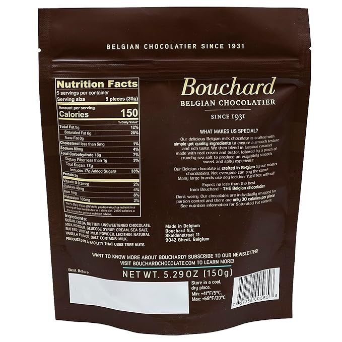 Chocolates Belgas Leche Caramelo Sal de Mar Bouchard 150 g