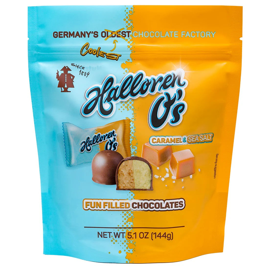 Bombones O's Caramelo y Sal de Mar Halloren 144 g