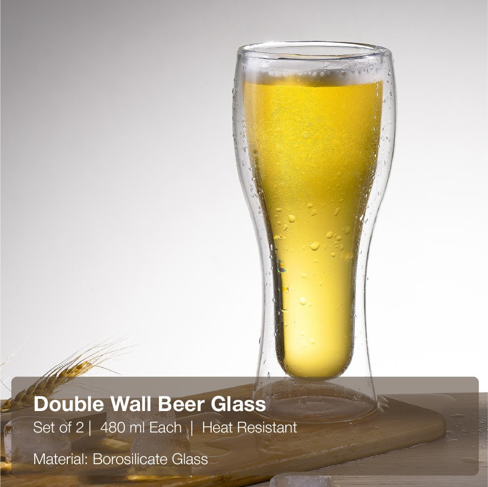 Vaso Cerveza Double Wall Glass 480 ml Aramoro 2 un