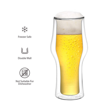 Vaso Cerveza Double Wall Glass 500 ml Aramoro 2 un