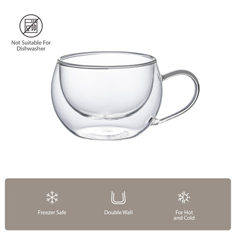 Taza Double Wall Glass 270 ml Aramoro 6 un