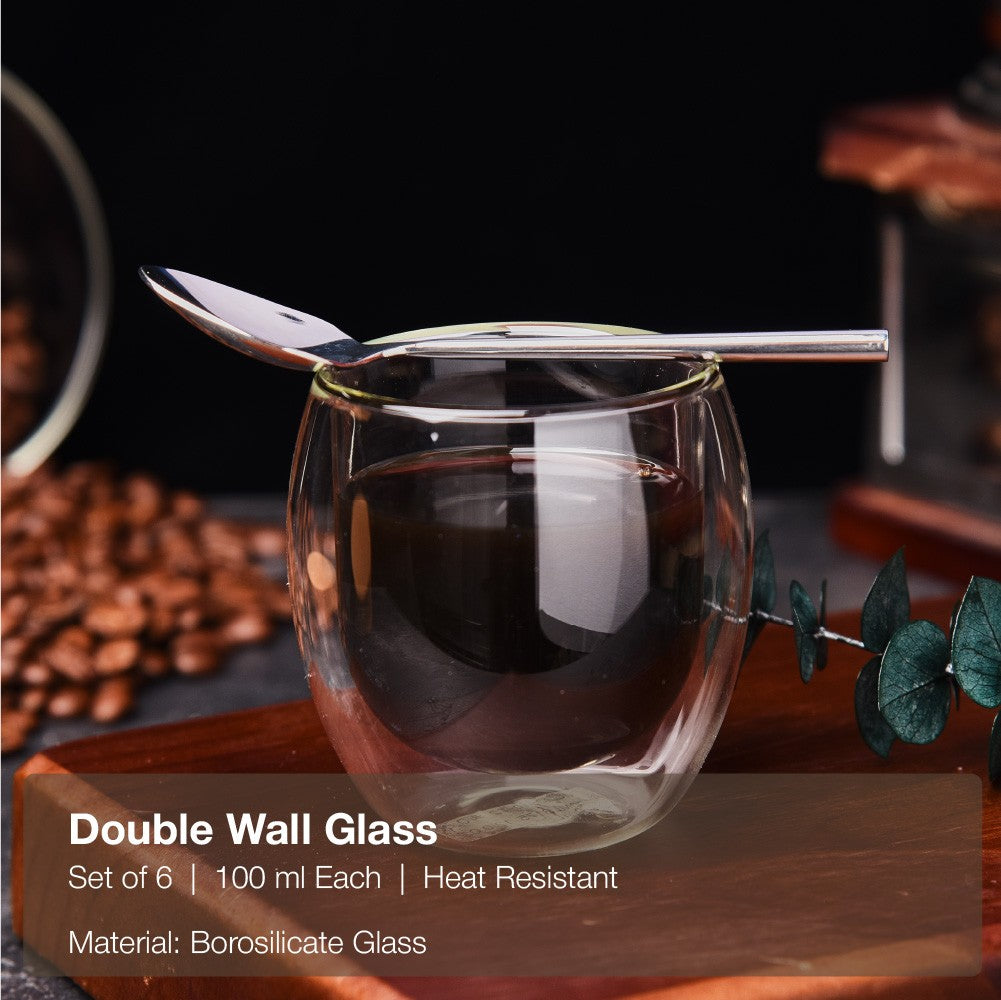 Vaso Double Wall Glass 100 ml Aramoro 6 un