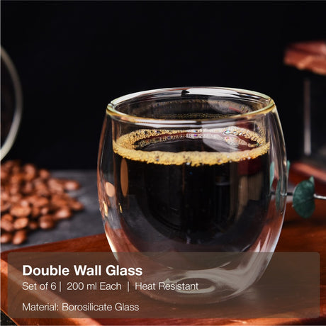 Vaso Double Wall Glass 200 ml Aramoro 6 un