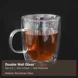 Taza Double Wall Glass 450 ml Aramoro 2 un