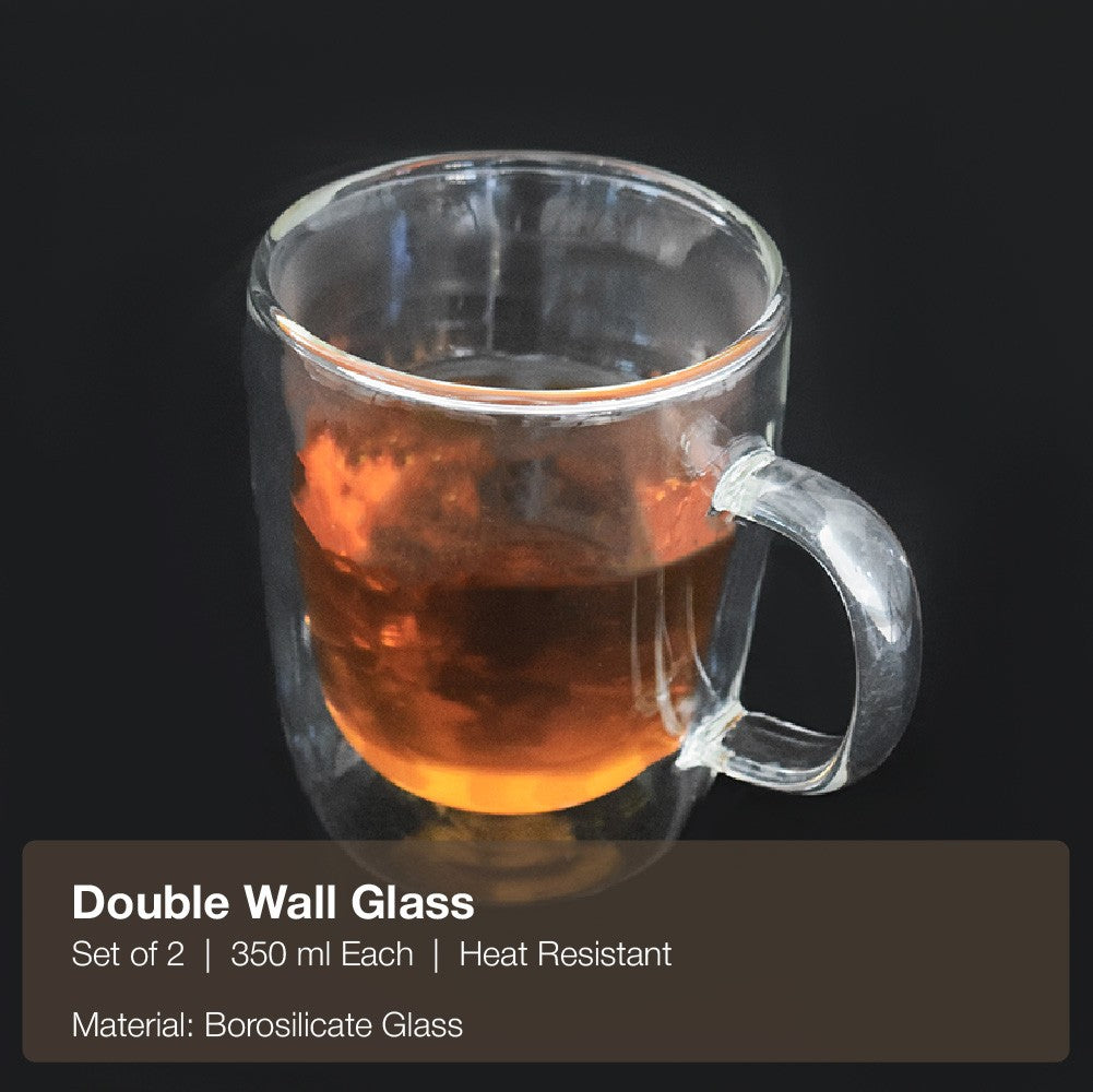 Taza Double Wall Glass 350 ml Aramoro 2 un