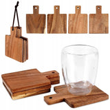 Set 4 Posavasos Cuadrados Acacia 4 un