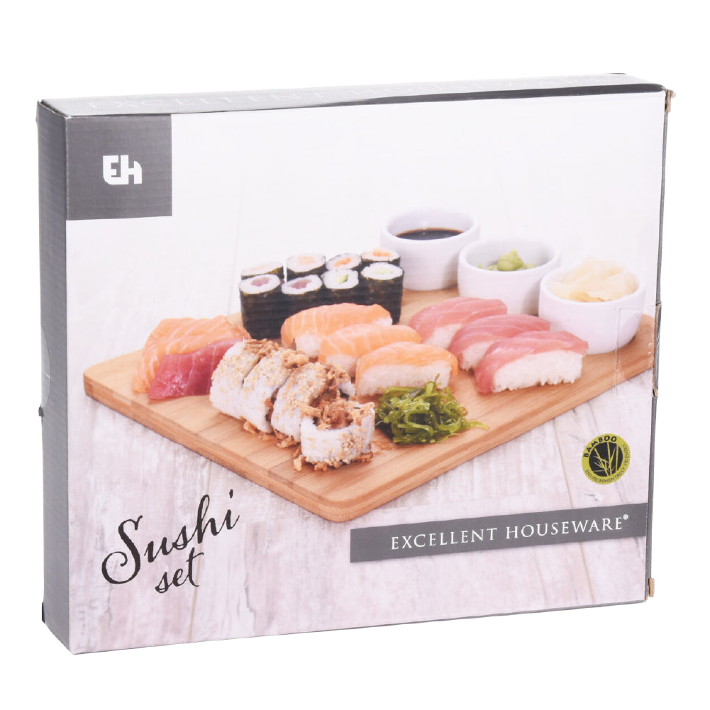 Set Tabla Madera con Pocillos Sushi 1 un