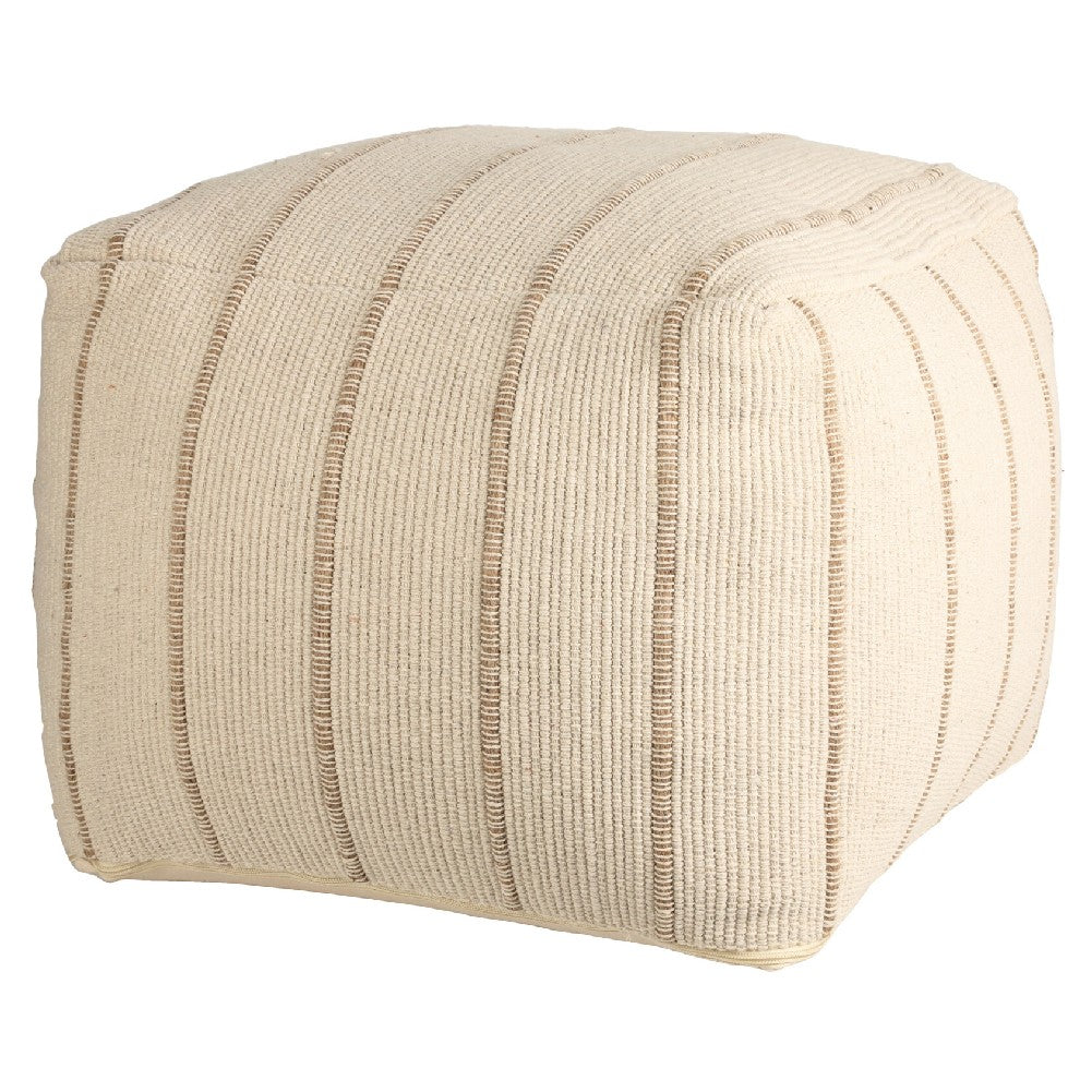 Pouf Cúbico Líneas Beige 45 x 35