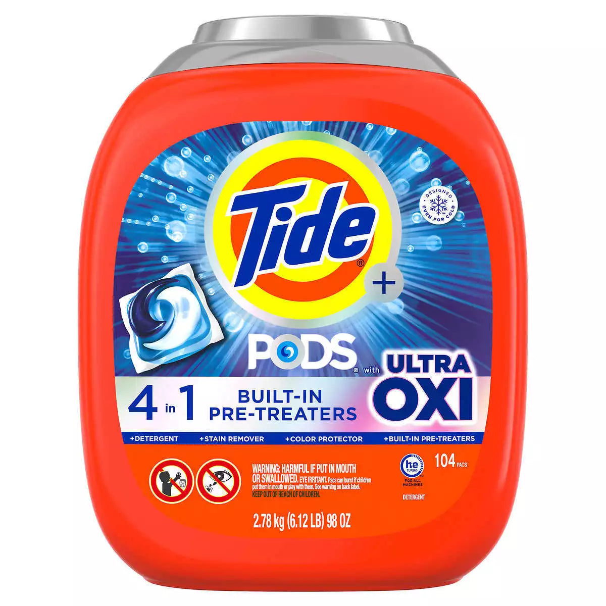 Detergente en Cápsulas con Ultra Oxi Tide 104 un