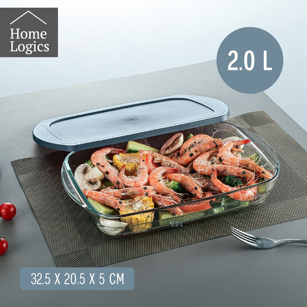 Fuente para Horno Vidrio Rectangular con Tapa 2 L Home Logics 1 un