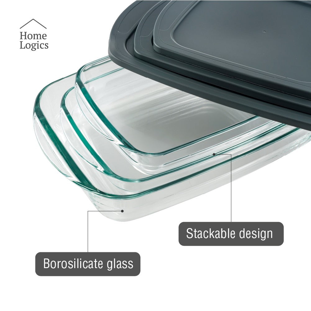 Fuente para Horno Vidrio Rectangular con Tapa 2 L Home Logics 1 un