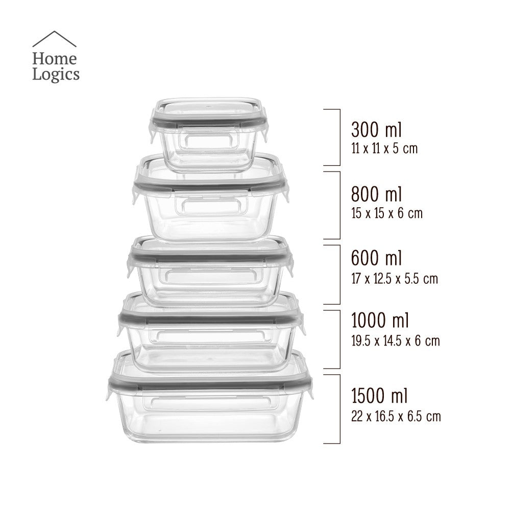 Set 5 Contenedores Vidrio Home Logics 5 un