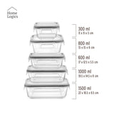 Set 5 Contenedores Vidrio Home Logics 5 un