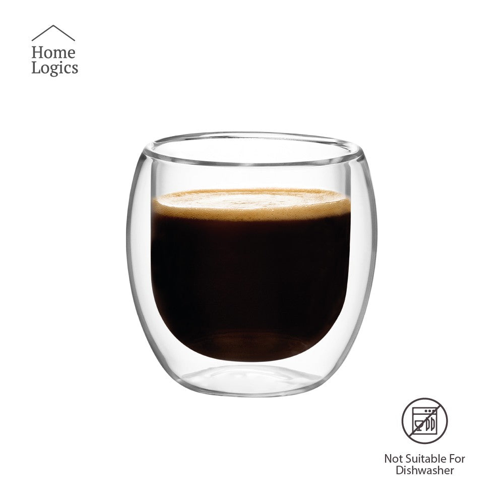 Set 4 Vasos Double Wall Glass Classic 100 ml Home Logics 4 un