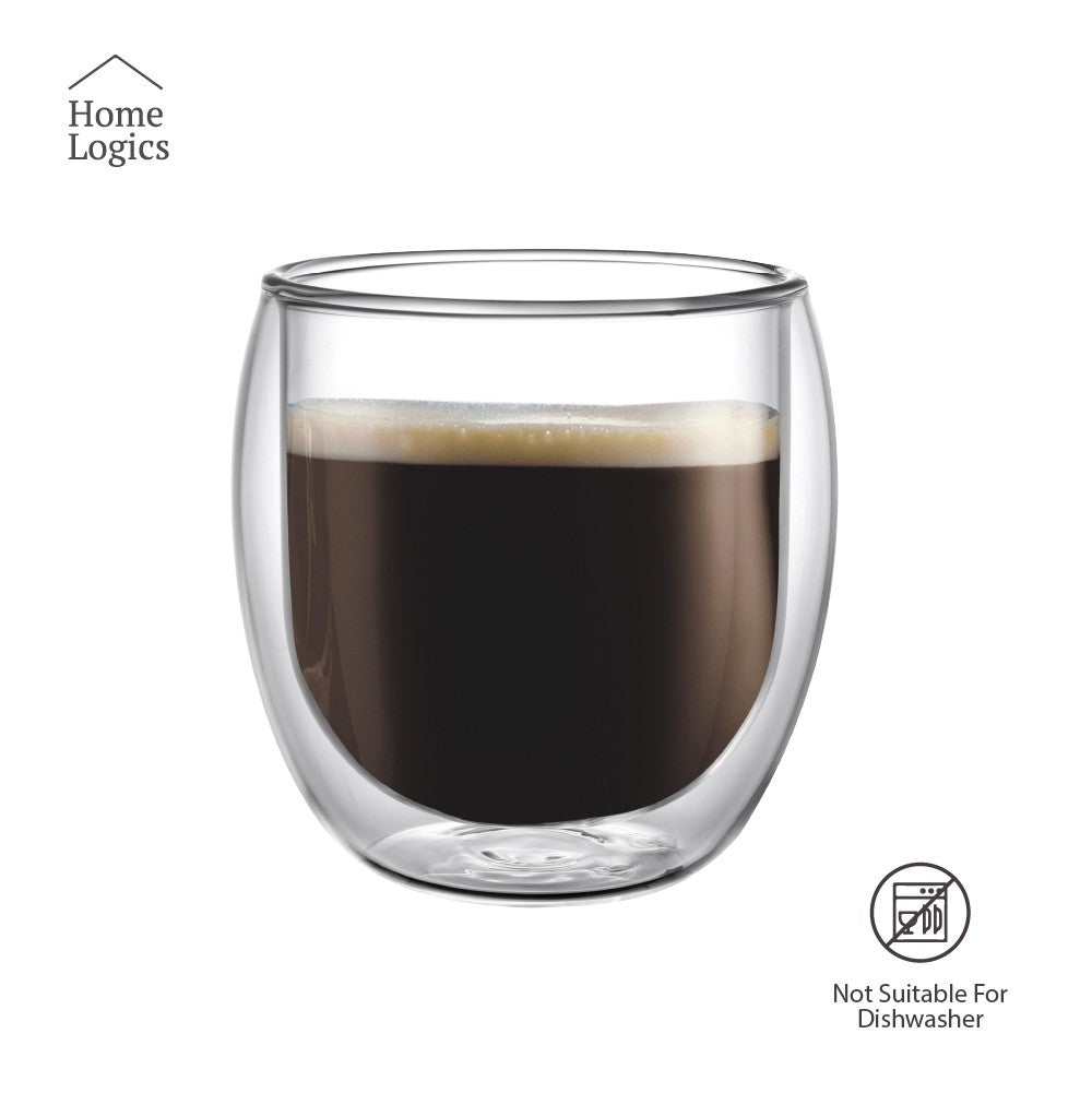 Set 4 Vasos Double Wall Glass Classic 200 ml Home Logics 4 un