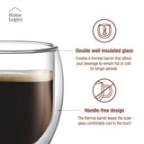 Set 4 Vasos Double Wall Glass Classic 200 ml Home Logics 4 un