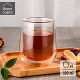 Set 4 Vasos Double Wall Glass Modern 100 ml Home Logics 4 un