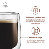 Set 4 Vasos Double Wall Glass Modern 100 ml Home Logics 4 un