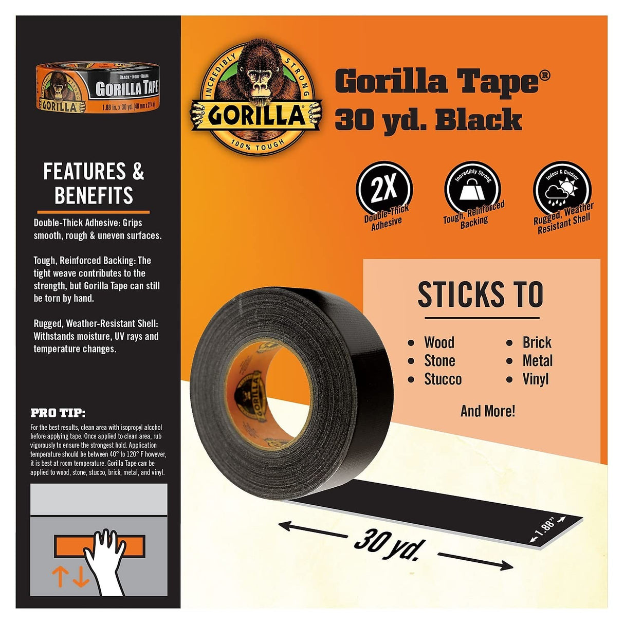 Cinta Duct Tape Black 27 m Gorilla Glue