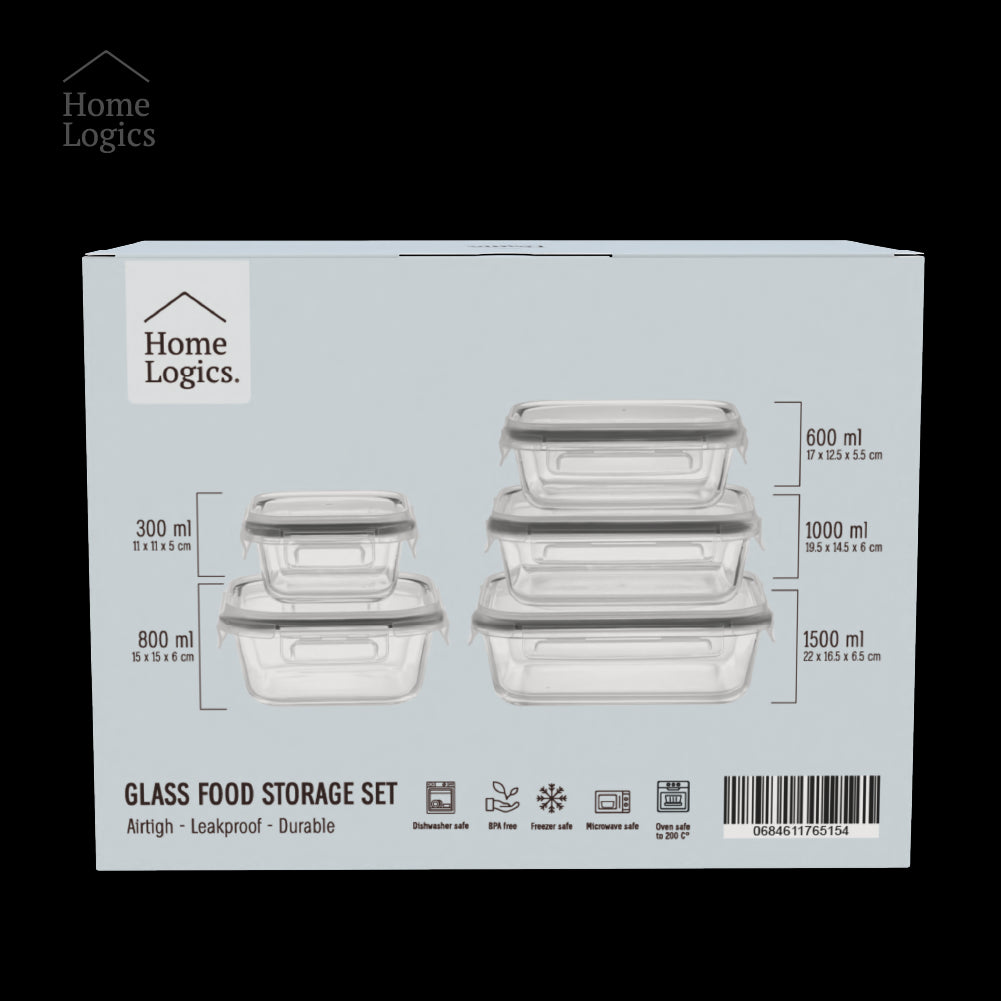 Set 5 Contenedores Vidrio Home Logics 5 un