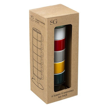 Set 6 Tazas Espresso Colorama con Rack 50 ml SG 6 un