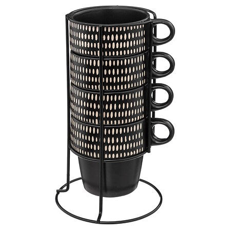 Set 4 Tazas Ethnikaa Black con Rack 250 ml SG