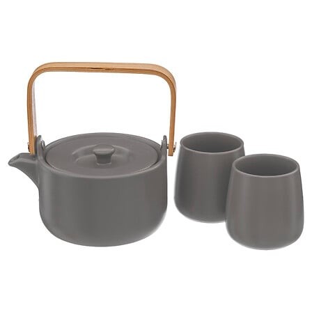 Set 2 Tazas Cerámica Nature Taupe con Tetera SG