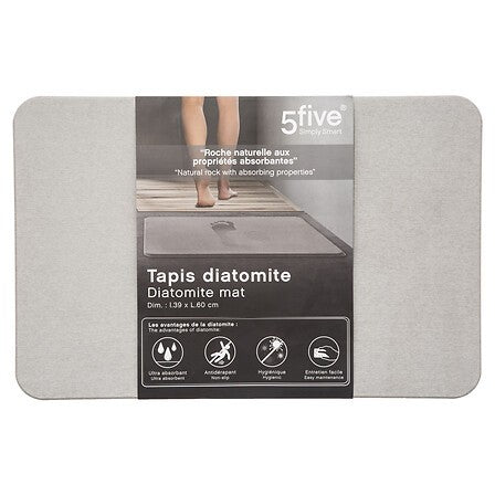 Mat de Baño Diatomita Gris 39 x 60 cm 5five 1 un