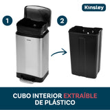 Basurero con Pedal Acero Inoxidable 40L Kinsley 1 un