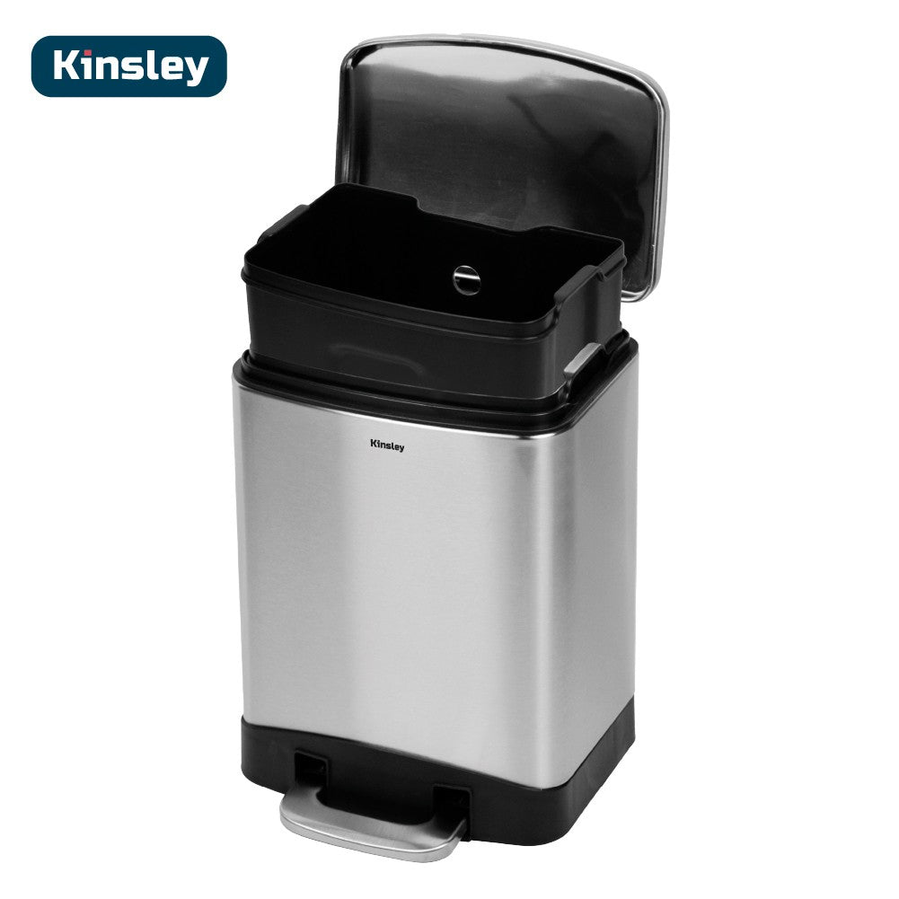 Basurero con Pedal Acero Inoxidable 12L Kinsley 1 un