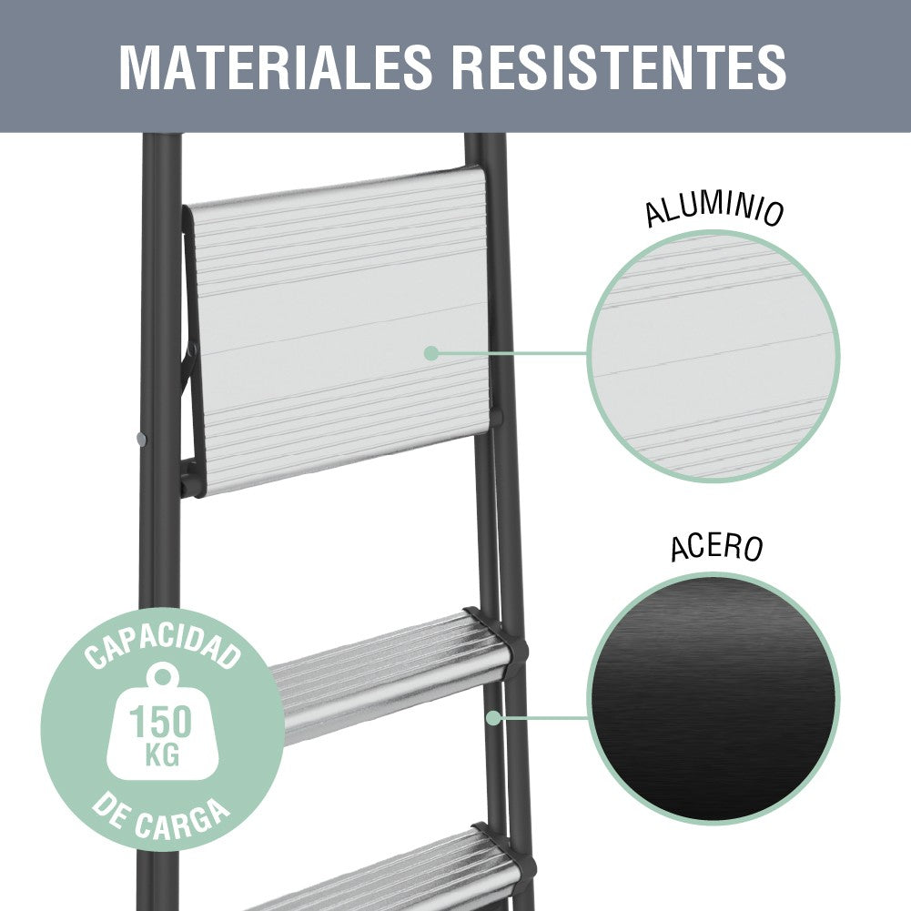 Escalera Plegable 3 Peldaños Aluminio Home Logics 1 un