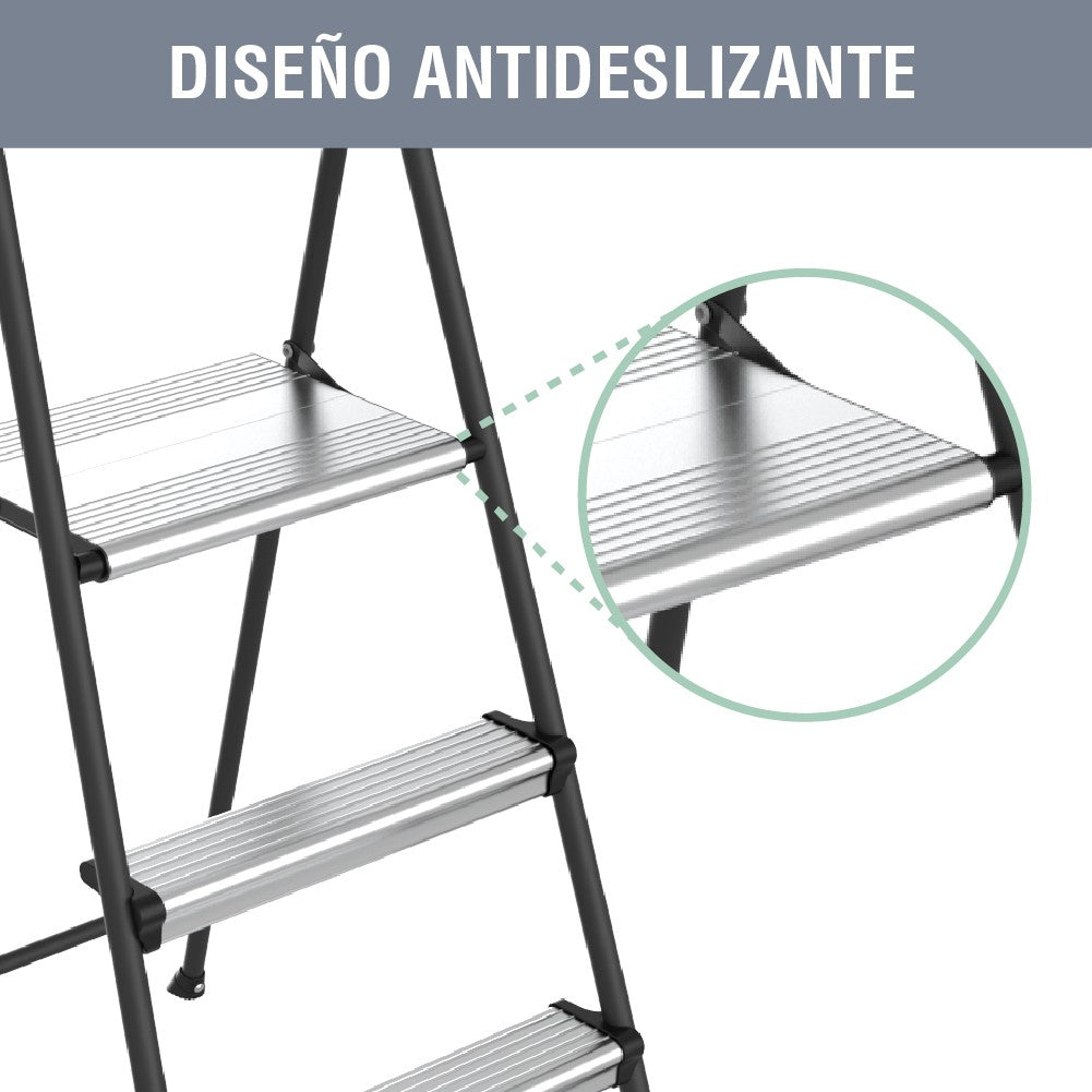 Escalera Plegable 3 Peldaños Aluminio Home Logics 1 un