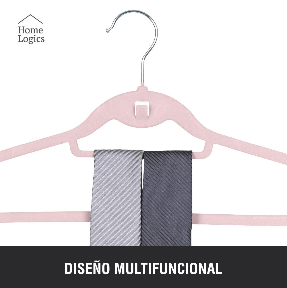 Set 30 Colgadores de Ropa Antideslizantes Pink Velvet Home Logics 30 un