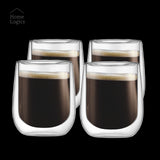 Set 4 Vasos Double Wall Glass Modern 200 ml Home Logics 4 un