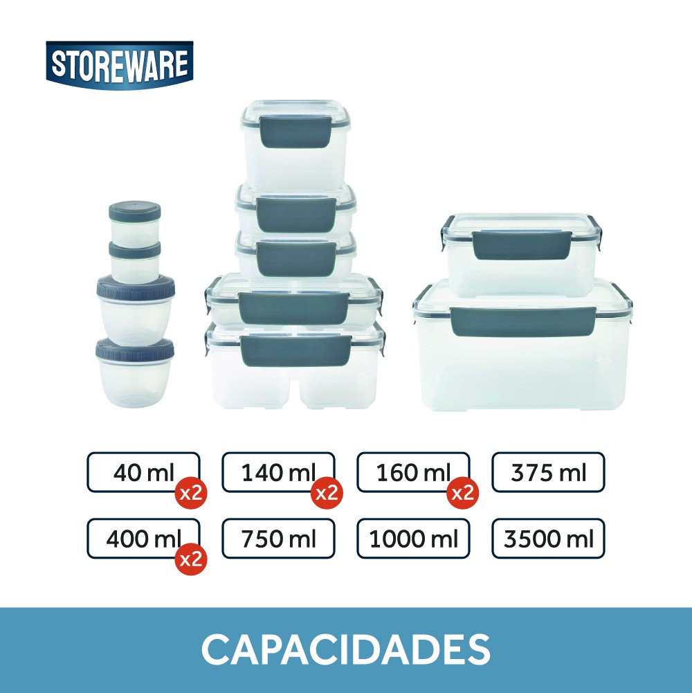 Set 12 Contenedores Herméticos Alimentos Storeware 12 un