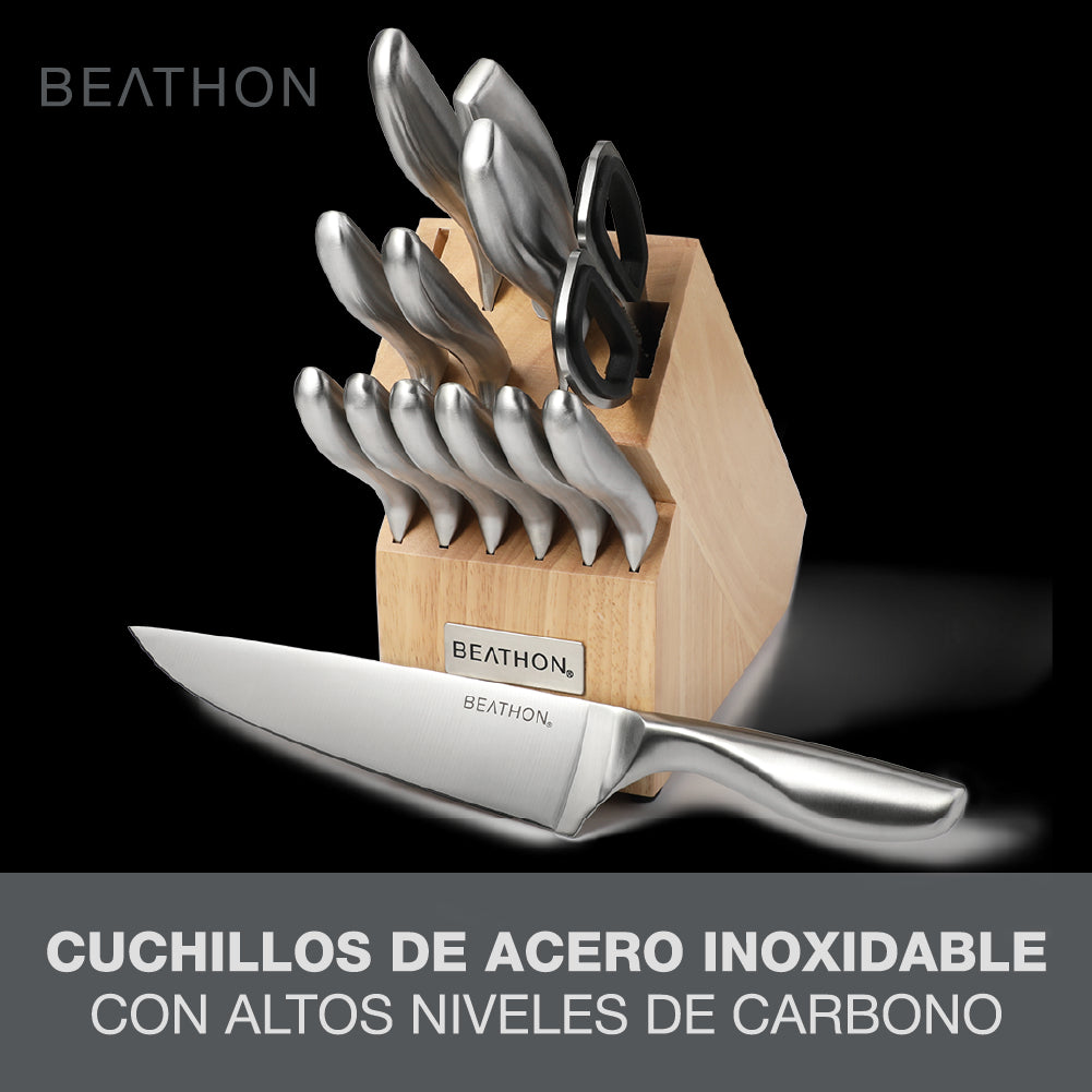 Set Cuchillos 14 Piezas Wooden Block Beathon 1 un