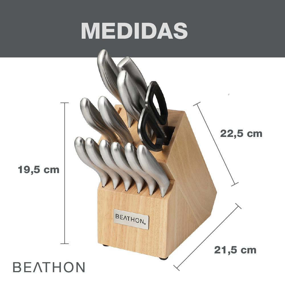 Set Cuchillos 14 Piezas Wooden Block Beathon 1 un