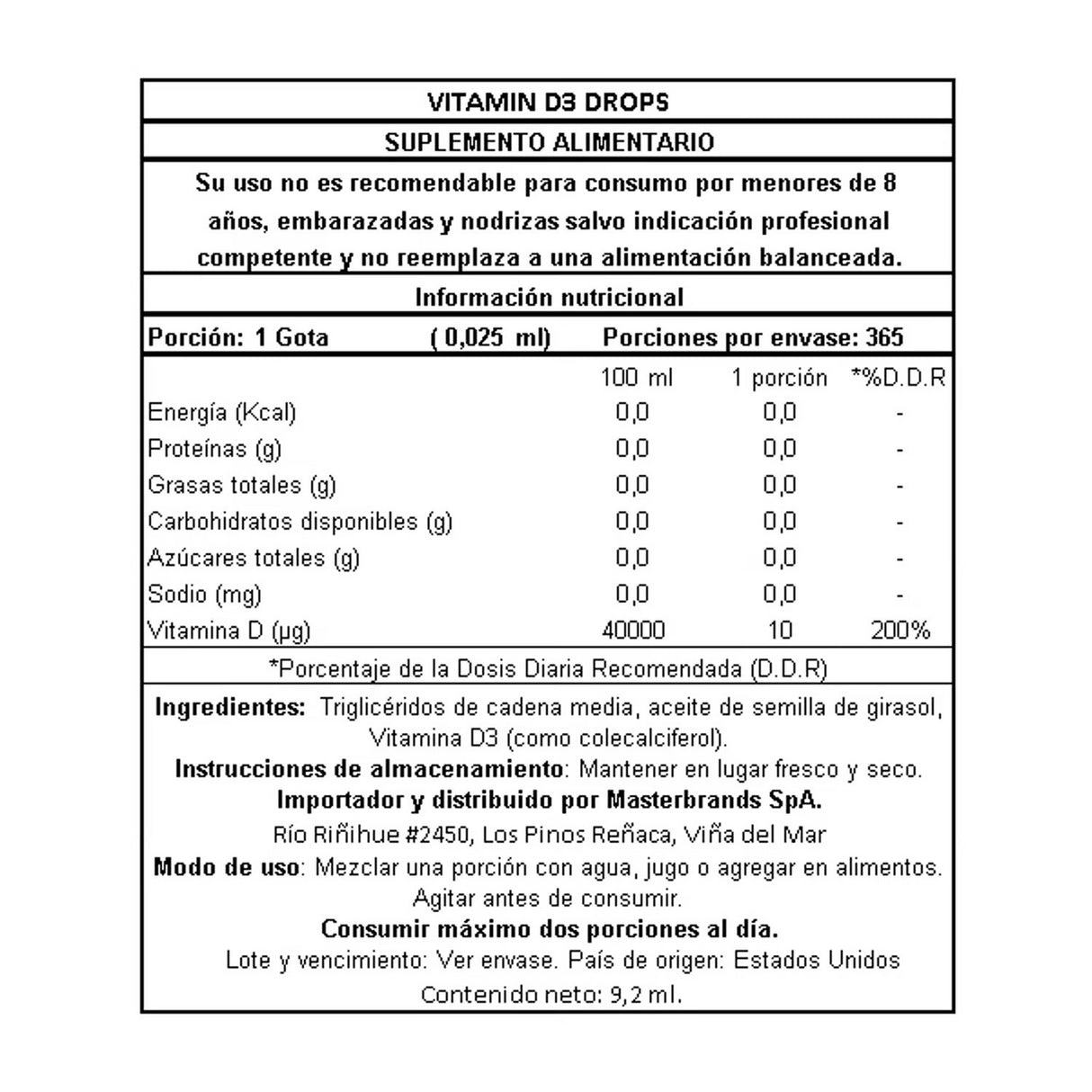 Vitamina D3 400IU 10 mcg Gotas Bebé Nature's Truth 9.2 ml