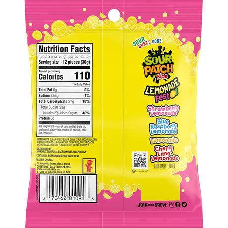 Gomitas Peg Lemonade Sour Patch Kids 102 g