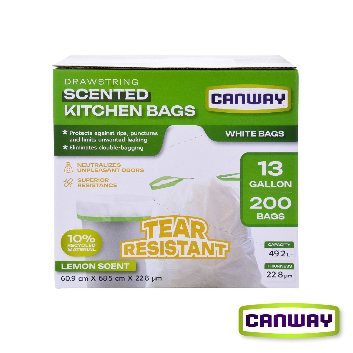 Bolsas Basura Cocina Aromatizadas 61 x 68 cm Canway 200 un