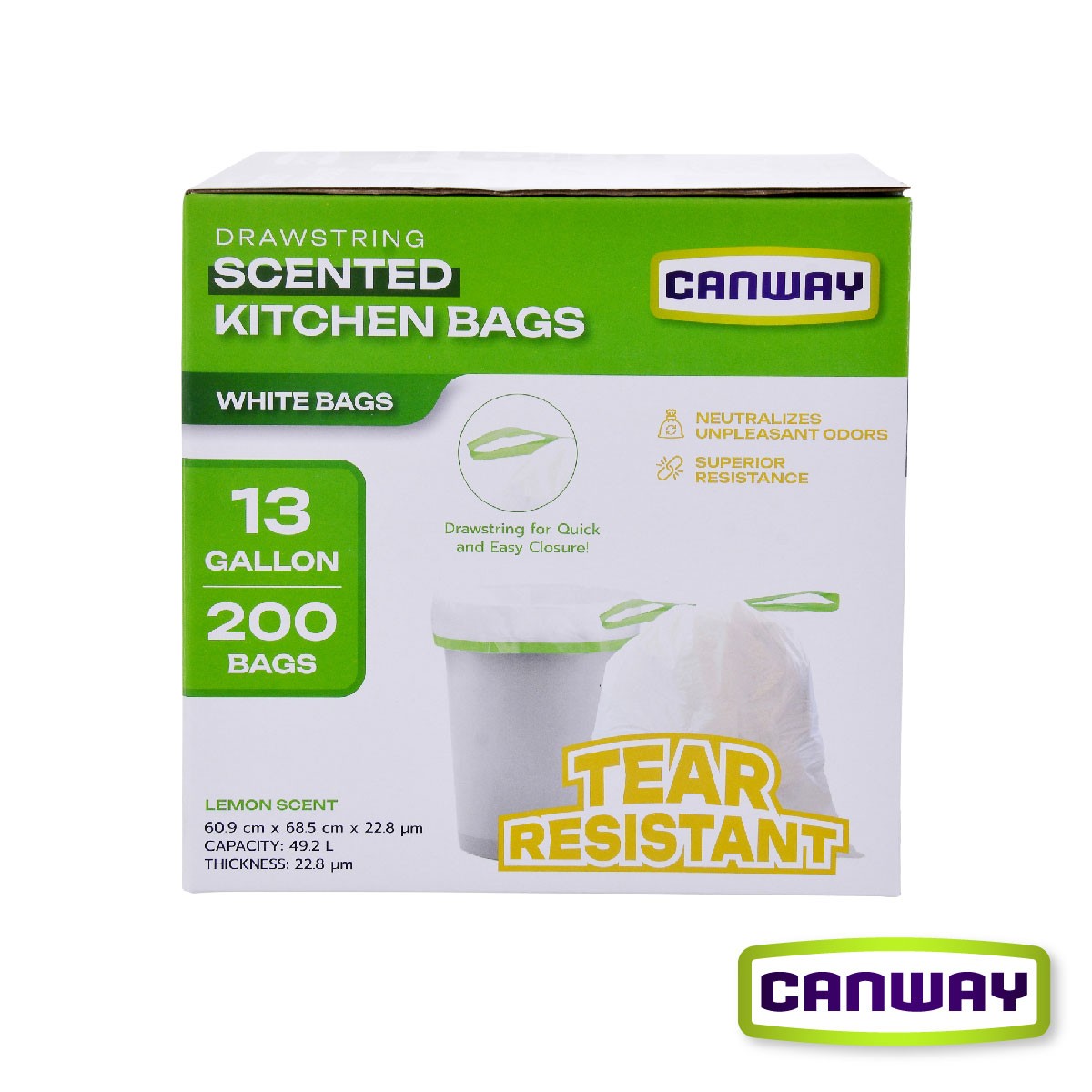 Bolsas Basura Cocina Aromatizadas 61 x 68 cm Canway 200 un