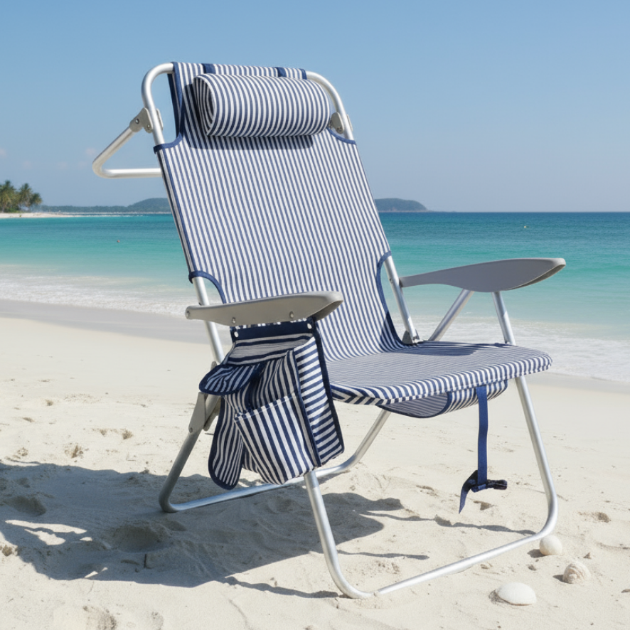 Silla de Playa Alta Navy Blue Sunseeker 1 un