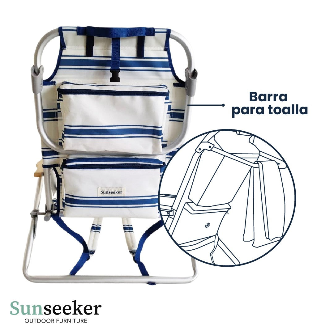 Silla Playa 5 Posiciones Reposabrazos Madera Sunseeker