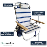 Silla Playa 5 Posiciones Reposabrazos Madera Sunseeker