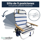 Silla Playa 5 Posiciones Reposabrazos Madera Sunseeker