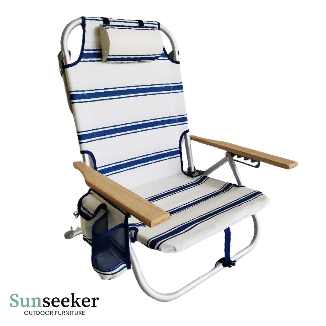 Silla Playa 5 Posiciones Reposabrazos Madera Sunseeker