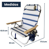 Silla Playa 5 Posiciones Reposabrazos Madera Sunseeker